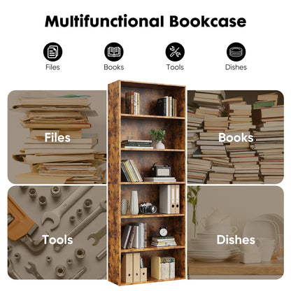 6 Tier Floor Standing Open Bookshelf