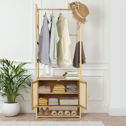 Clothing Stand Multifunctional Bamboo Rack Closet Organizer