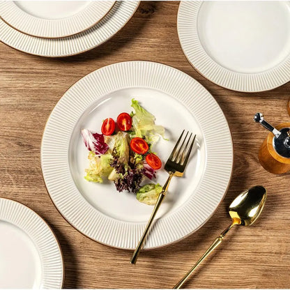 12 pcs Embossed Elegant Stoneware Plates and Bowls Sets