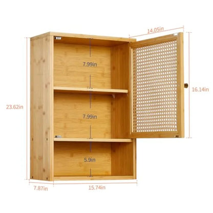 Bamboo Medicine Cabinet with Rattan Doors