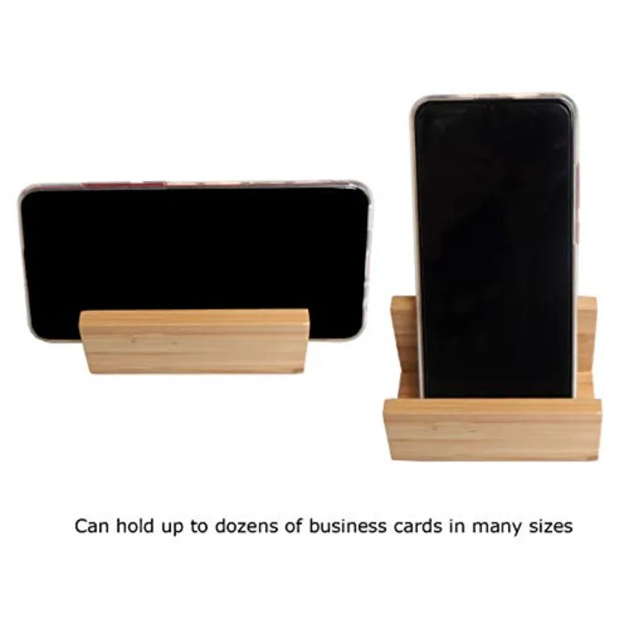 2 Pack Bamboo Wood Desktop Business Card Holder