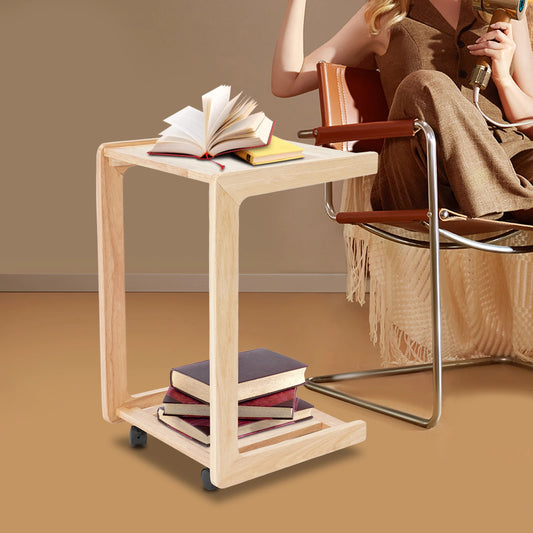 C-Shaped Small Side Table with Wheels