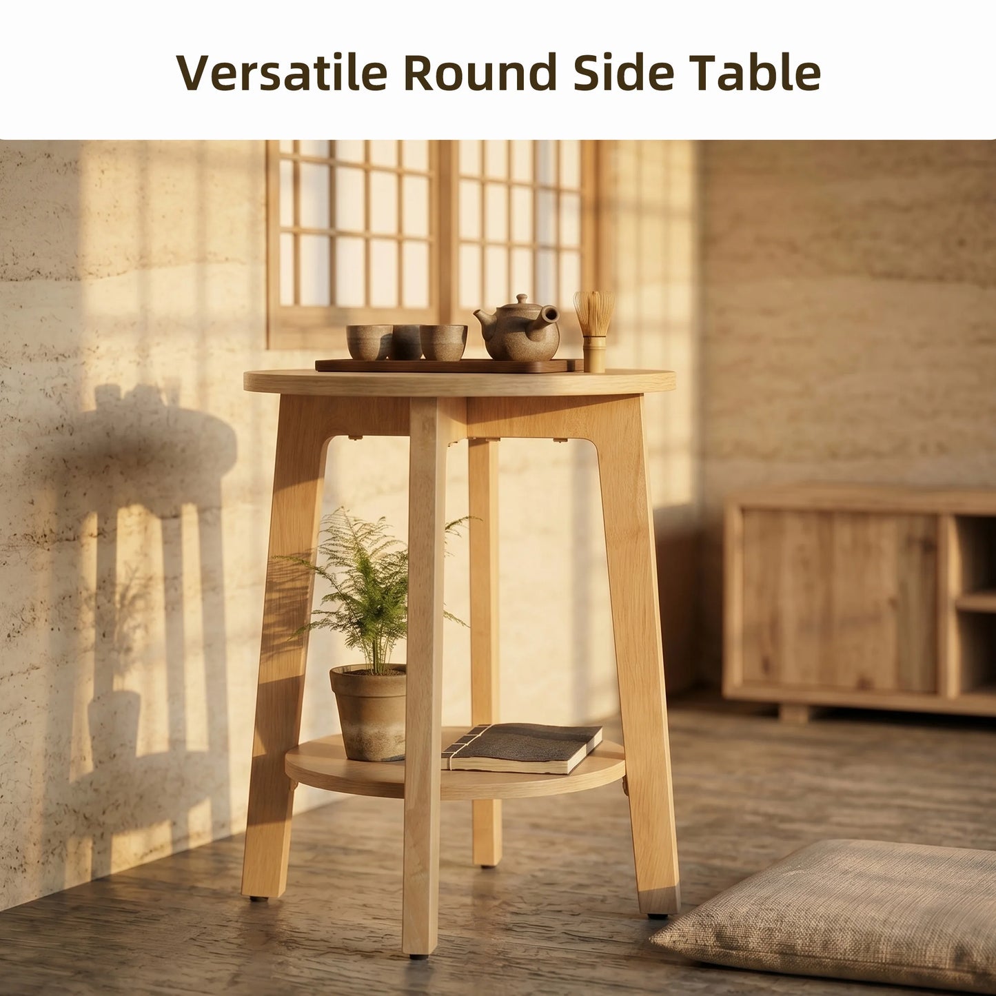 Wood Round Side Coffee Table  for Living Room