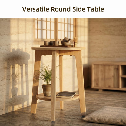 Wood Round Side Coffee Table  for Living Room