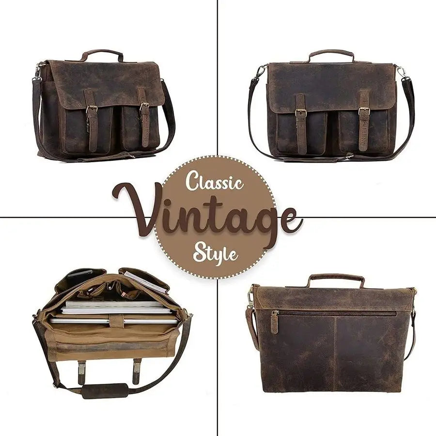 Leather Laptop Messenger Bags for Men and Women