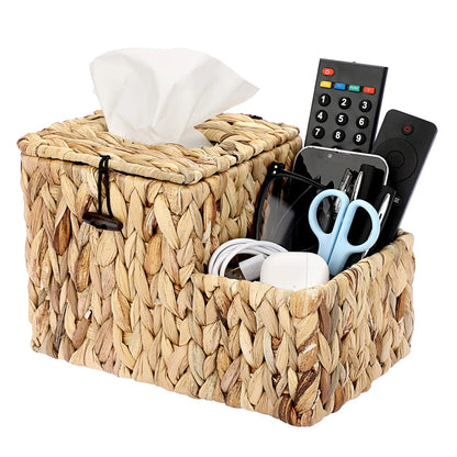 Rustic Water Hyacinth Woven Tissue Box Holder