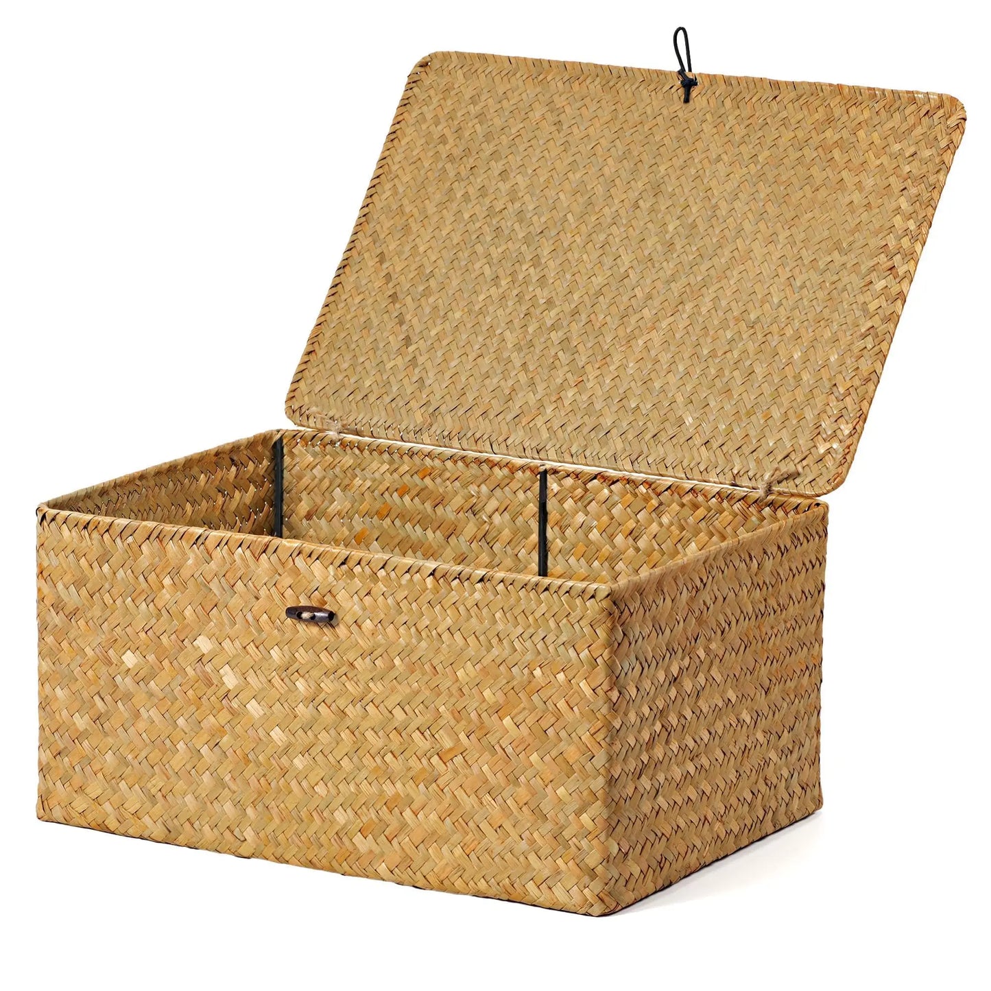 Natural Seagrass Bin with Lid Set of 3