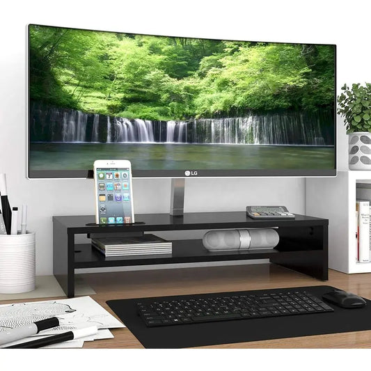 Wood Monitor Riser 2Tier Desktop with Storage