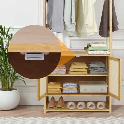 Clothing Stand Multifunctional Bamboo Rack Closet Organizer