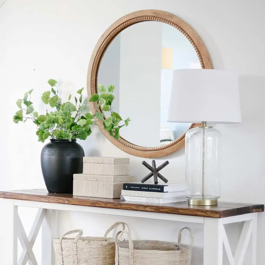 Round Wood Mirror Natural Wooden Frame