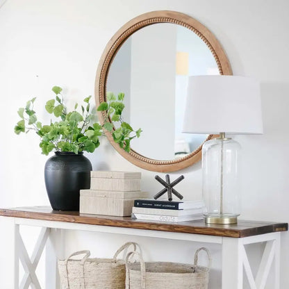 Round Wood Mirror Natural Wooden Frame