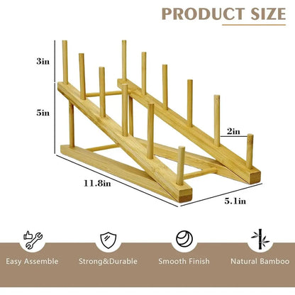 3 Pcs Wood Book Stand Display Tabletop Plate Puzzle Rack