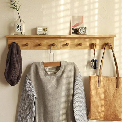 Wall-Mounted Wooden Coat Rack with Shelf
