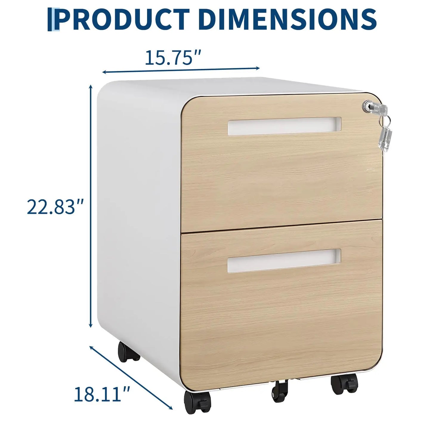 2 Drawer Mobile File Cabinet With Lock