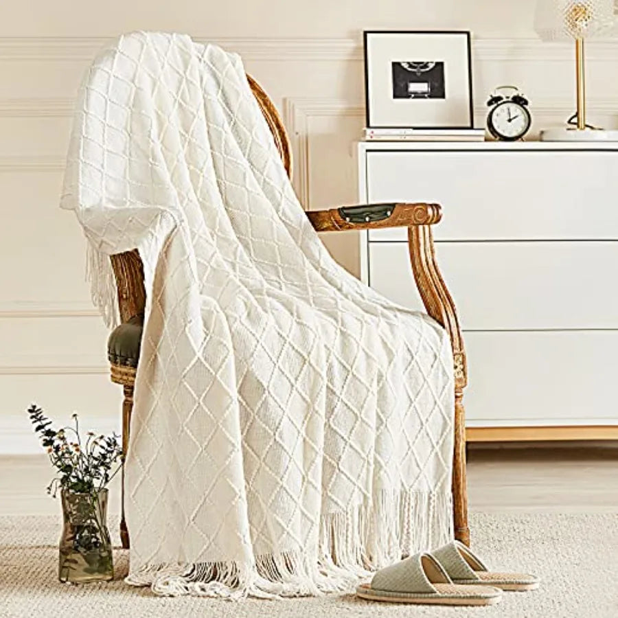 Knitted Throw Blanket for Couch and Bed