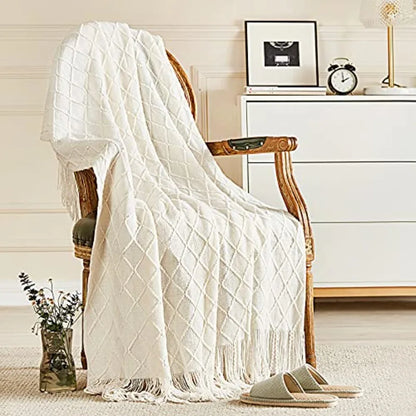 Knitted Throw Blanket for Couch and Bed