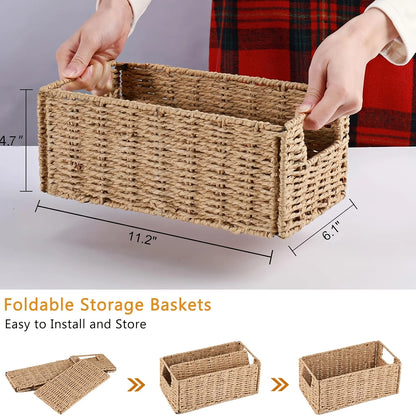 1/2/4 Pack Boho Style Paper Rope Storage Baskets