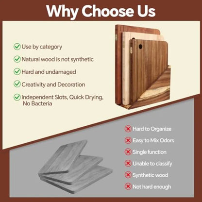 3 Piece Wood Cutting Board Set with Separated Stand