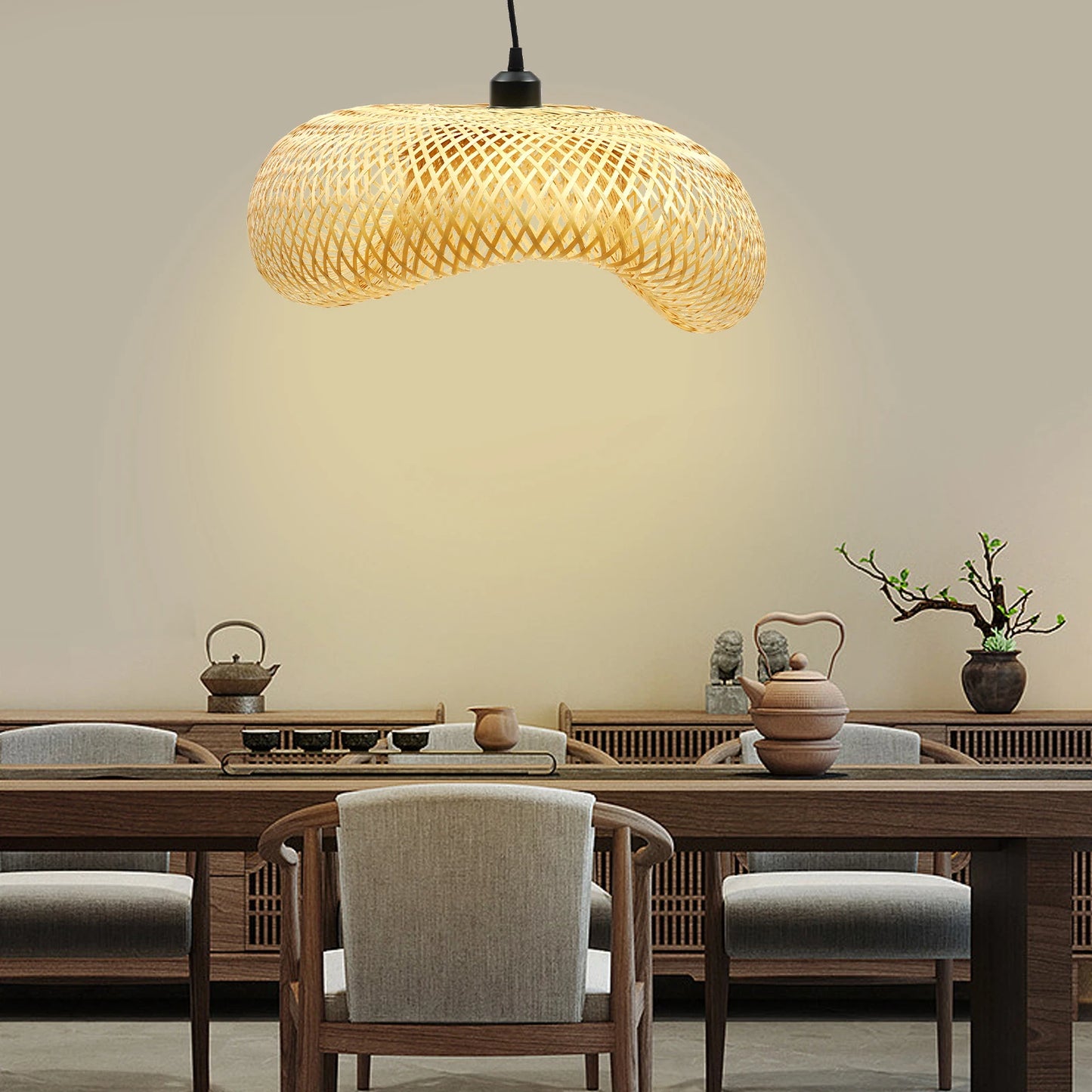 Bamboo Wicker Rattan Hanging Ceiling Lamp