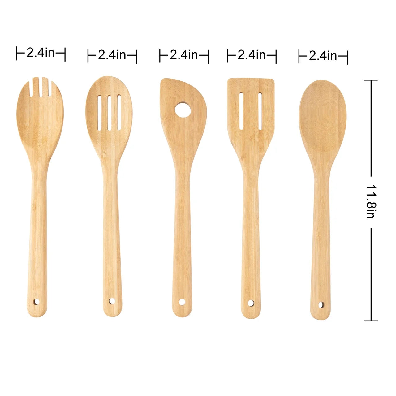 5pk Bamboo Spoons Kitchen Essential Tools Set
