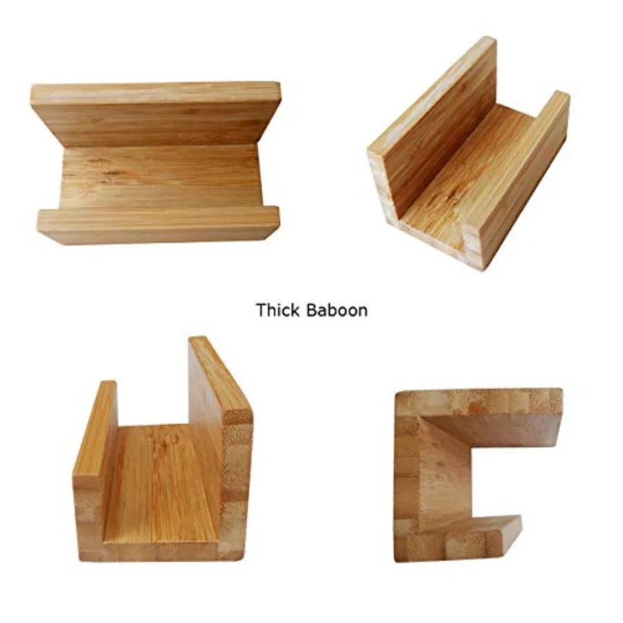 2 Pack Bamboo Wood Desktop Business Card Holder