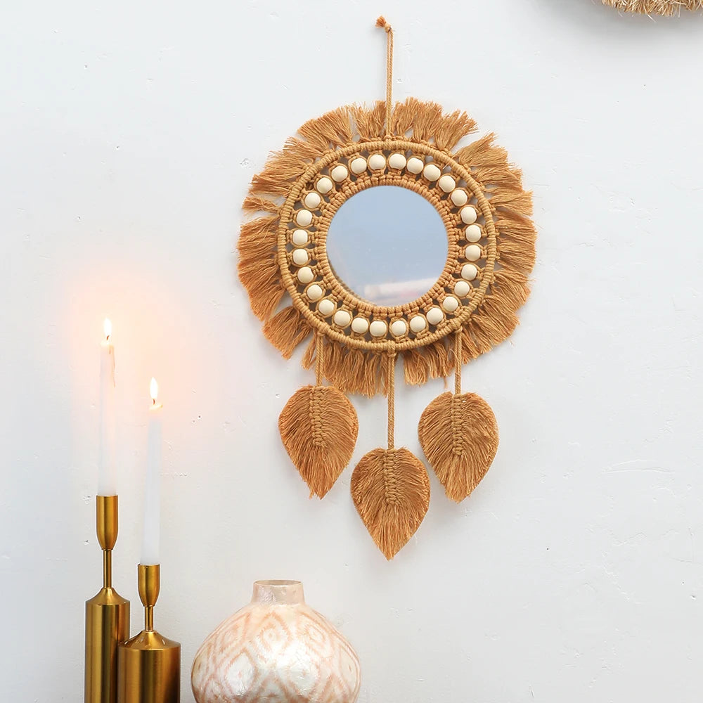 Hand Woven Decorative Wall Hanging Mirror