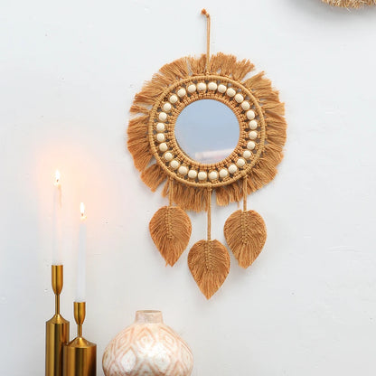 Hand Woven Decorative Wall Hanging Mirror