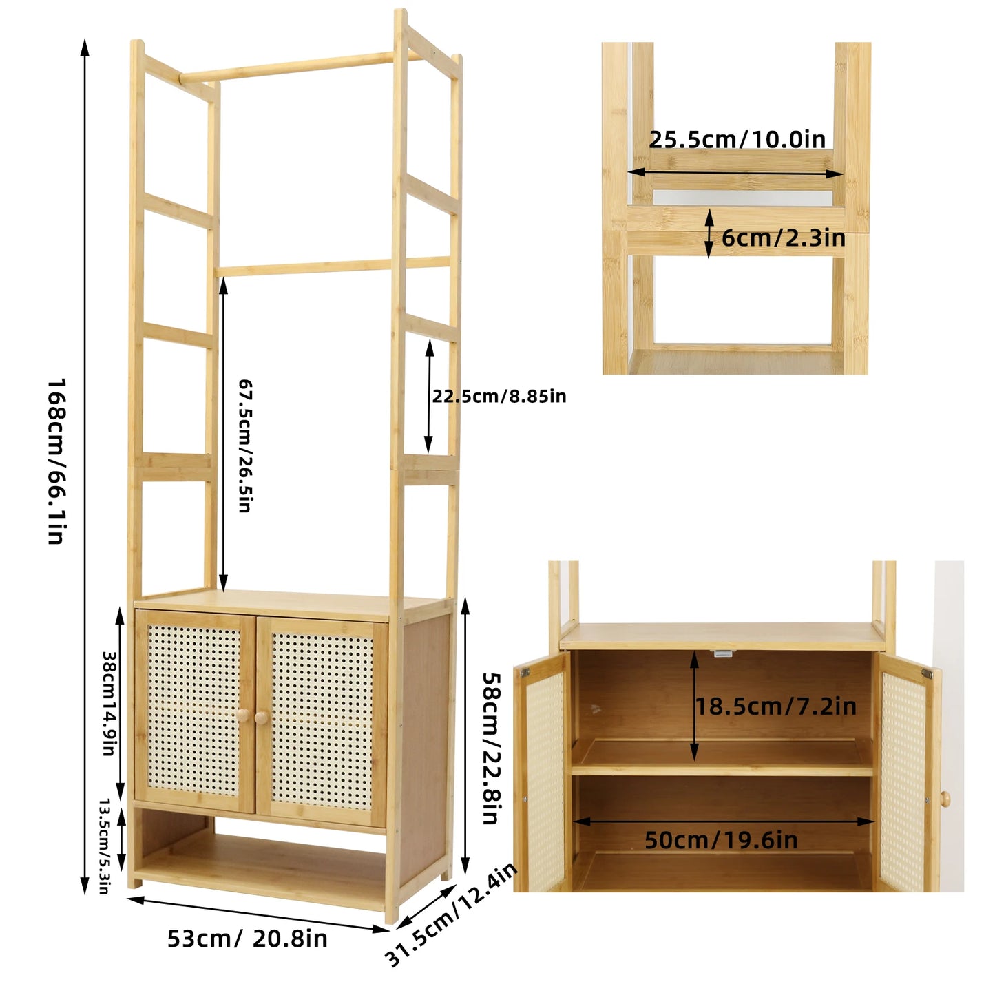 Clothing Stand Multifunctional Bamboo Rack Closet Organizer