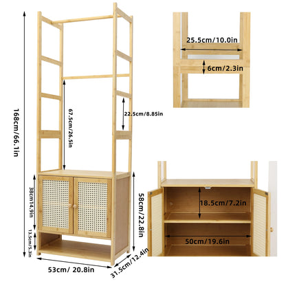 Clothing Stand Multifunctional Bamboo Rack Closet Organizer