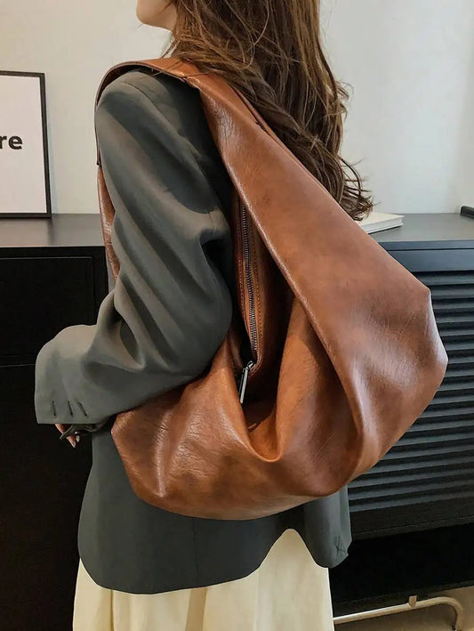 Leather Slouchy Shoulder Bag for Women