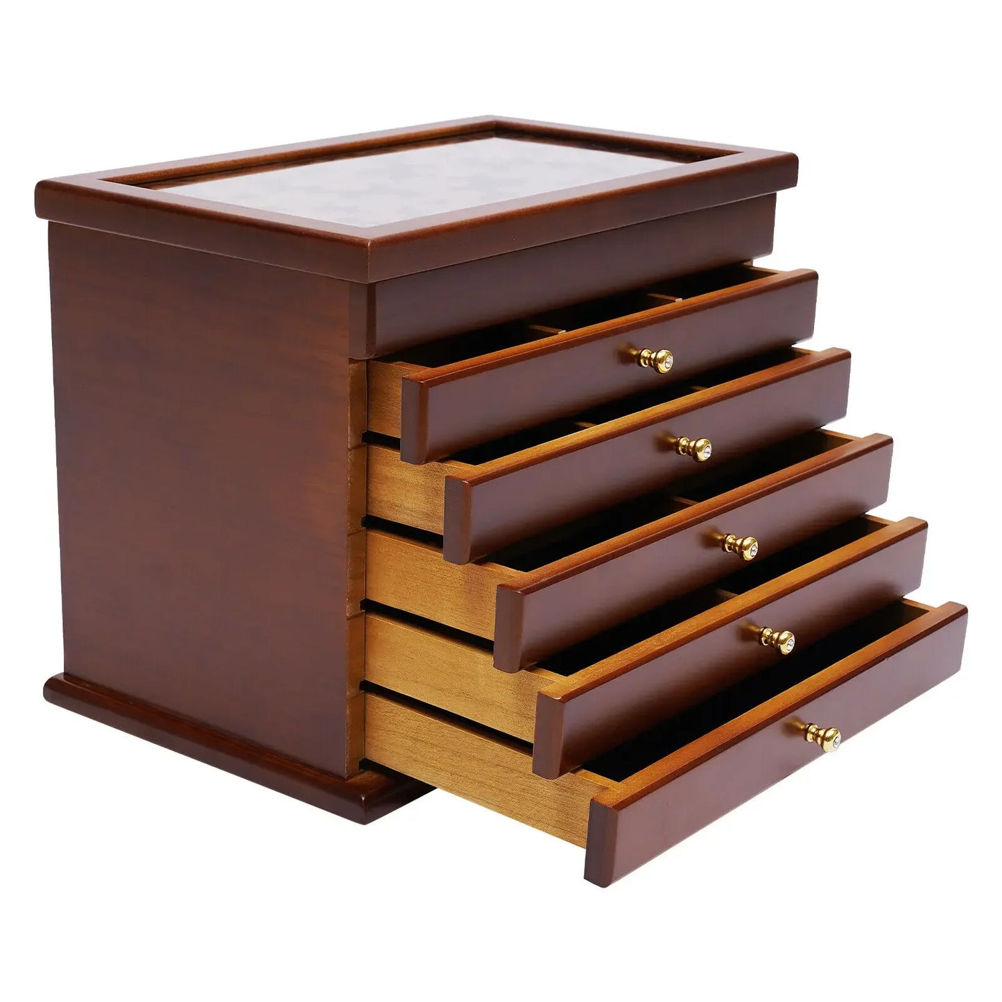6-Tier Vintage Wooden Jewelry Storage Box/Case