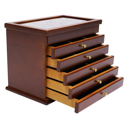 6-Tier Vintage Wooden Jewelry Storage Box/Case