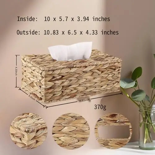 Water Hyacinth Woven Rectangular Tissue Box Holder
