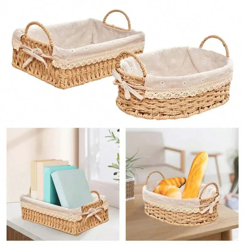 Woven Storage Baskets Kitchen Organizer with Handles