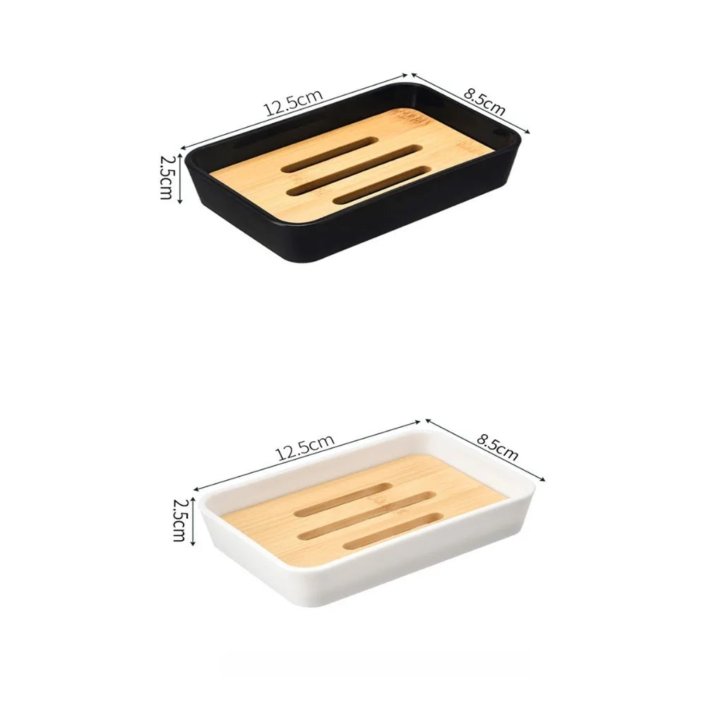 1PC Soap Holder Bathroom Bamboo Draining Box