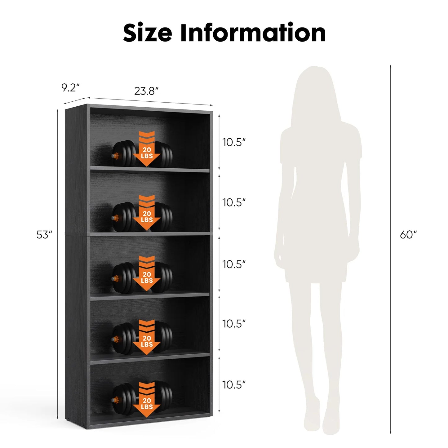 6 Tier Floor Standing Open Bookshelf