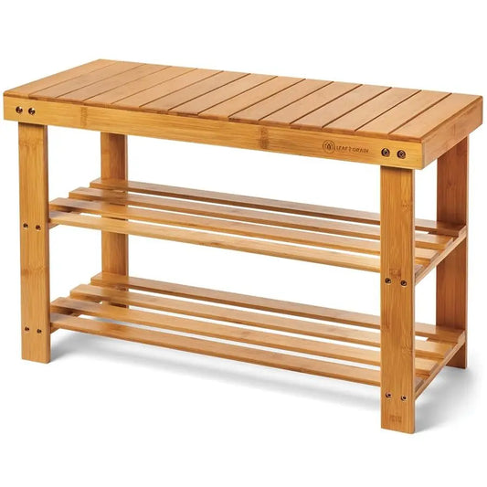 Bamboo Shoe Rack Storage Bench