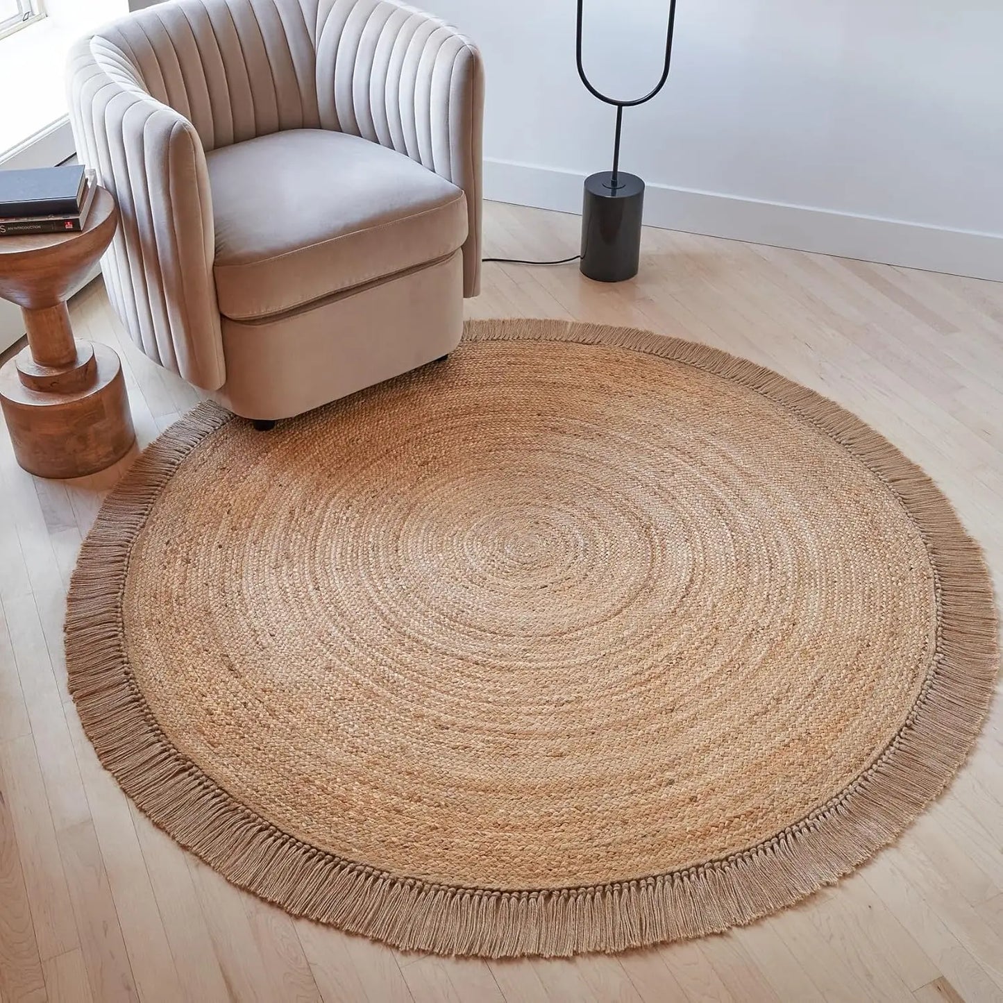 5x5 ft Round Jute Area Rug