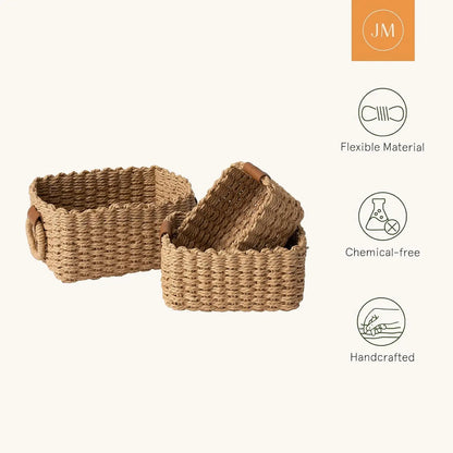 Decorative Square Basket Organizer Set of 3