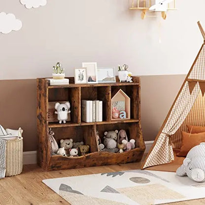 Rustic Brown Wooden Multi-Cubby Organizer