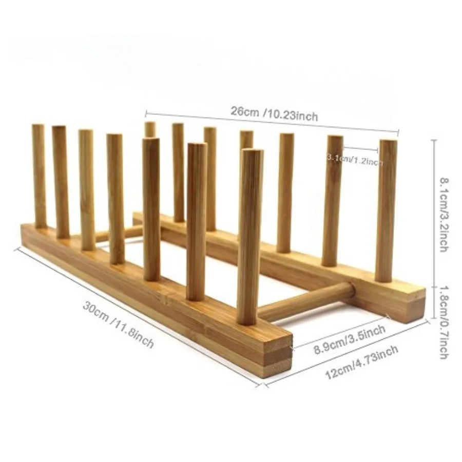 Bamboo Wooden Dish Rack and Lid Organizer