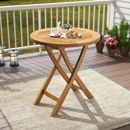 Patio Teak Wood Round Side Table