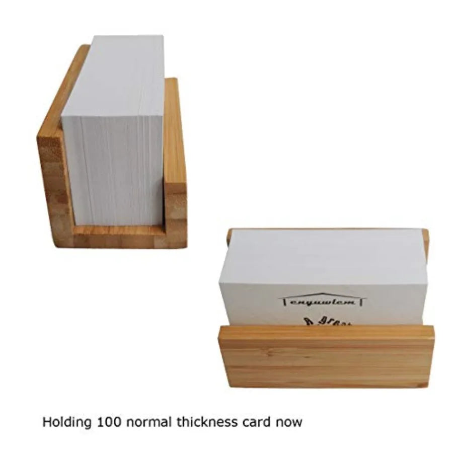 2 Pack Bamboo Wood Desktop Business Card Holder