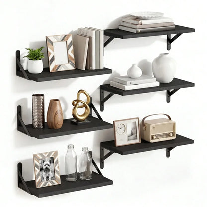 6pcs 16.5 Inch Wall Shelves Rustic Floating Shelf