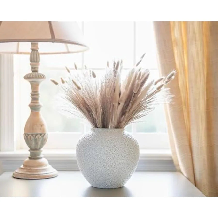 White Ceramic Textured Flower Vase