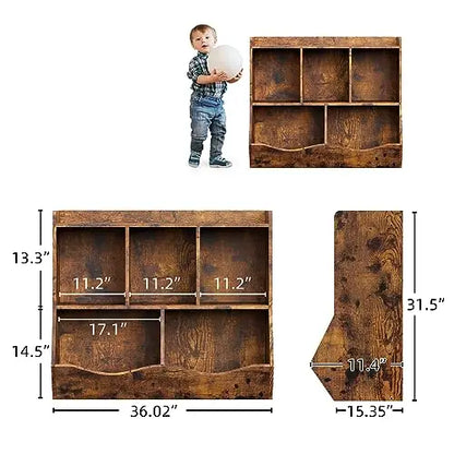 Rustic Brown Wooden Multi-Cubby Organizer