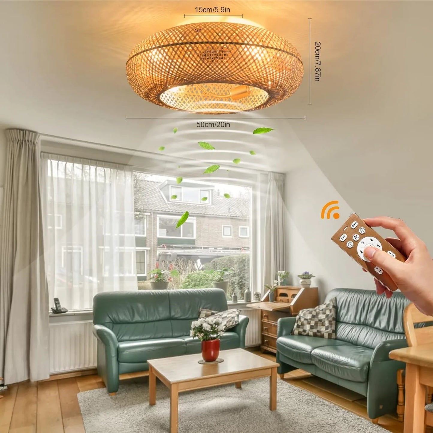 Boho Ceiling Bamboo Fan Decor