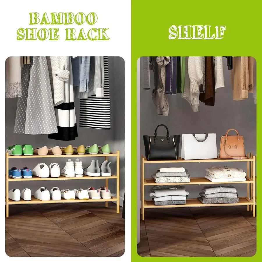 3Tier Bamboo Extended Shoe Rack