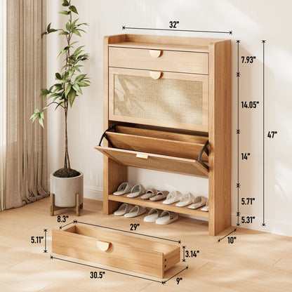 Shoe Cabinet with 2 Flip Drawers