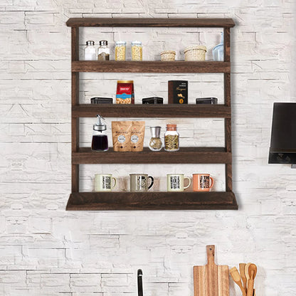 Wooden Wall Mount Spice Rack Holder